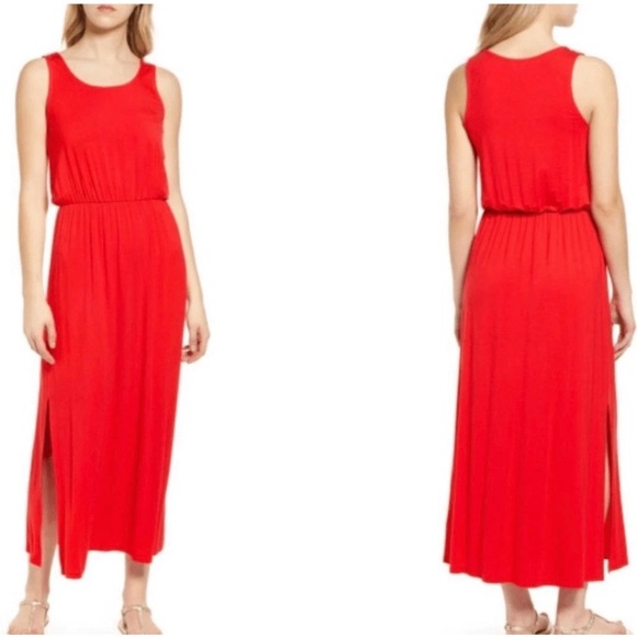 Caslon M NWT Red elastic white band sleeveless dress - Picture 1 of 11